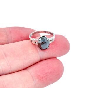 Vintage Sterling Silver 925 Faceted Hematite Ring Size 5.5
